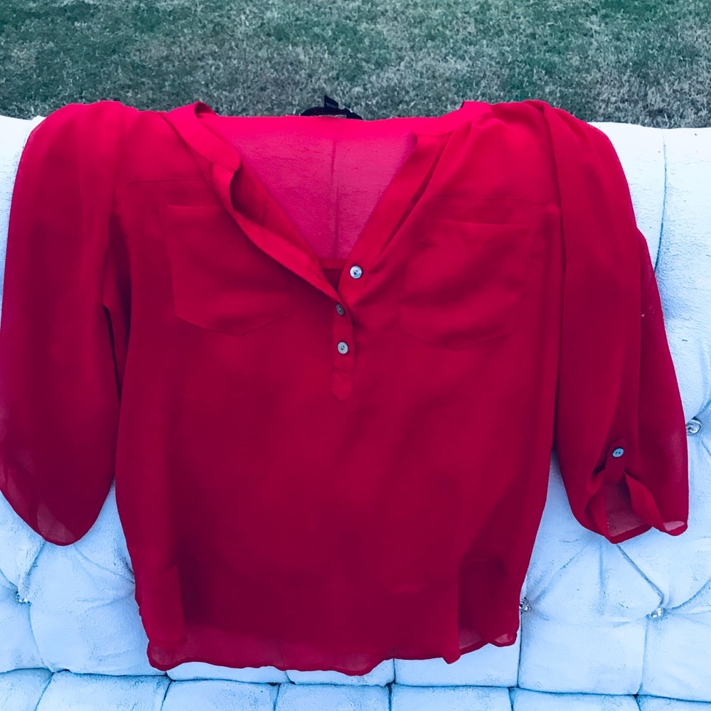 Express Red Blouse XS NWOT